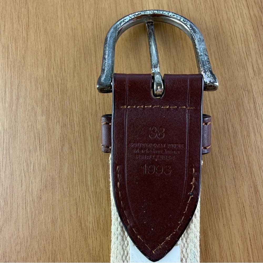 Southern Tide The Skipjack Leather Canvas Fish Logo Red Belt Men’s size 38 - Picture 3 of 15